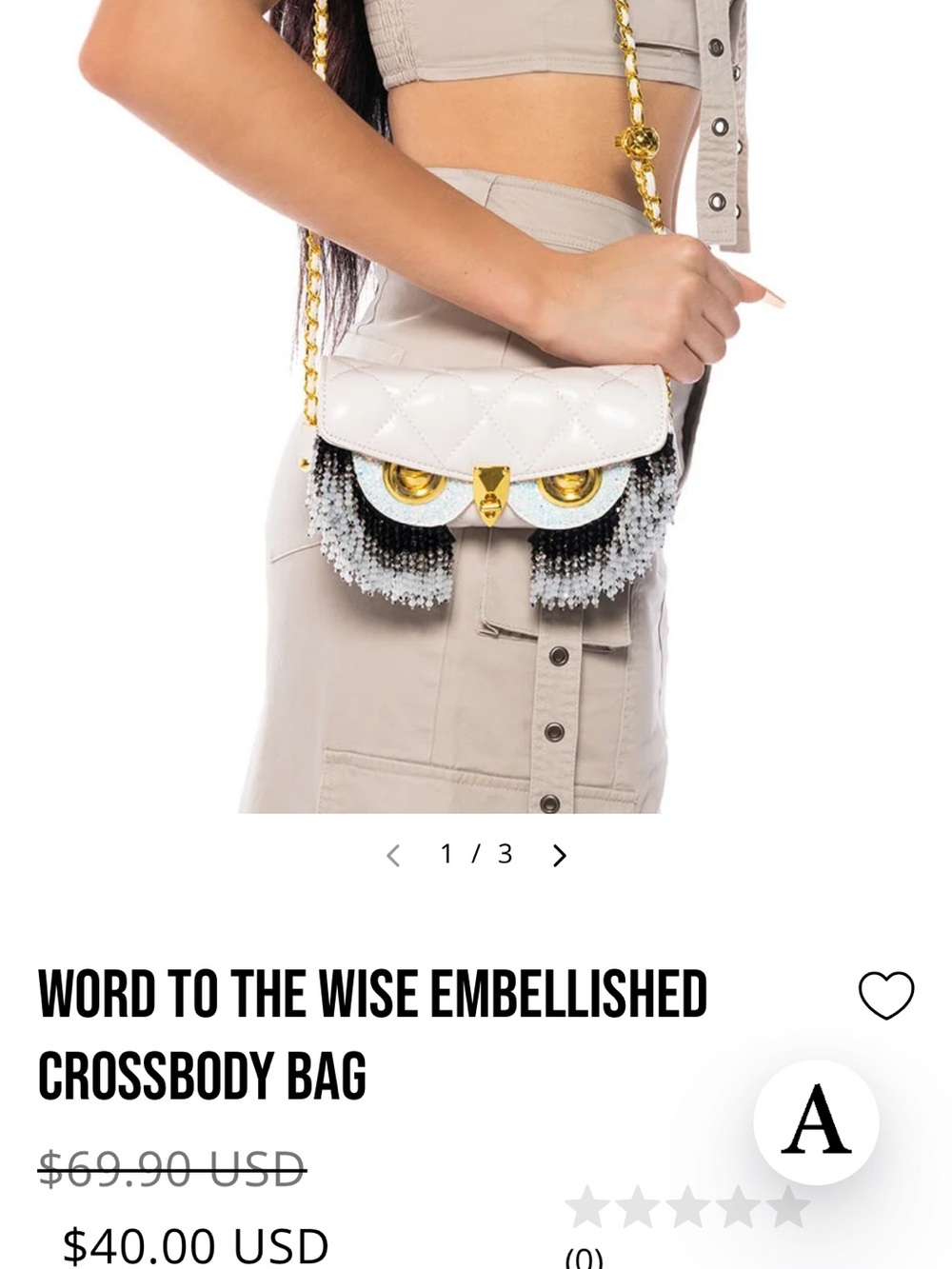Word To The Wise Embellished White Crossbody Bag